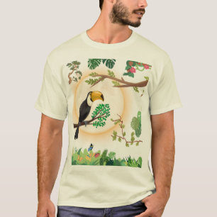 Camisa Universitaria Estética de Pájaro Tucán Trop