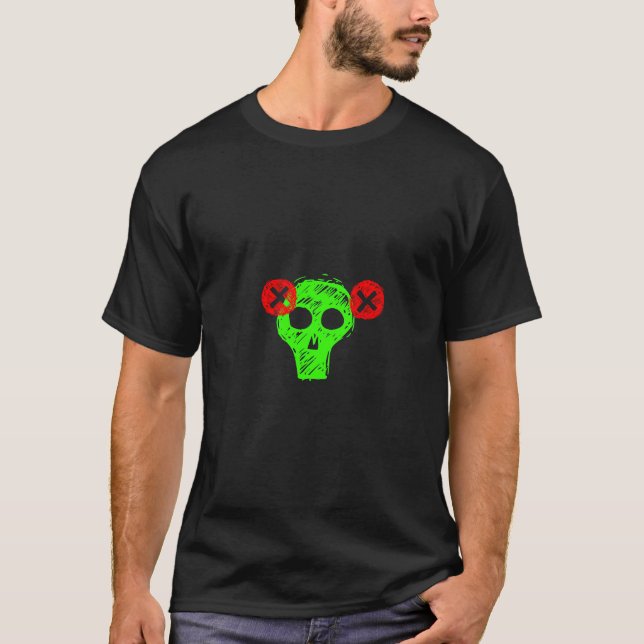 Camisa verde de neón punky del cráneo (Anverso)
