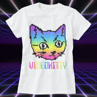 CAMISA VIDEO GATITO PIXEL ART