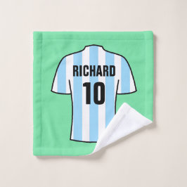 Camisas de fútbol con franjas azules claras lavan 