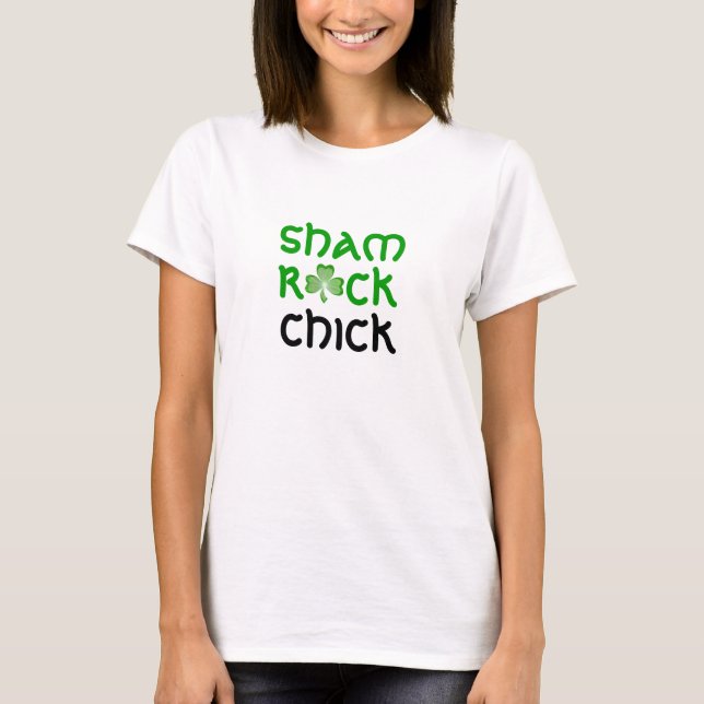 Camisas de la camiseta de Chick shamrock para muje (Anverso)