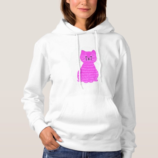 Camisas de sudadera de gatito rayado rosa (Anverso)