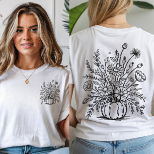 Camisas minimalistas de calabaza floral, camiseta 