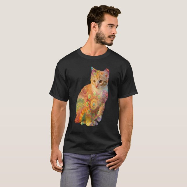 Camisas para gatos psicodélicas, camiseta para gat (Anverso completo)