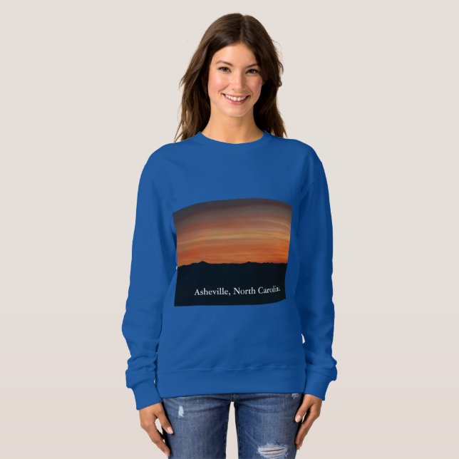 Camisas sudaderas azules de las mujeres con escena (Anverso completo)