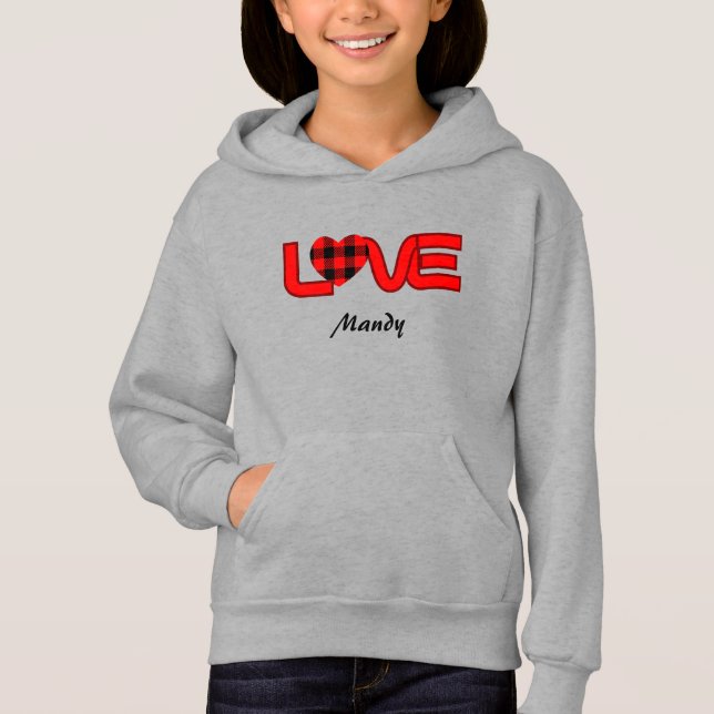 Camisas sudaderas capuchadas de amor negro y rojo (Anverso)