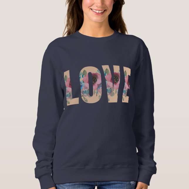 Camisas sudaderas de amor floral de la marina (Anverso)