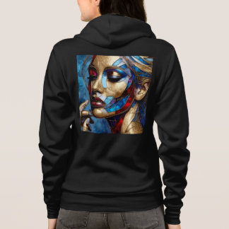 Camisas sudaderas de color azul + lienzo con obras