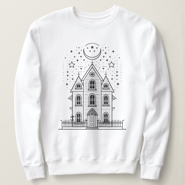 Camisas sudaderas de Halloween en la casa minimali (Anverso del diseño)