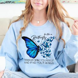 Camisas sudaderas de mariposa azul, cita Inspirado