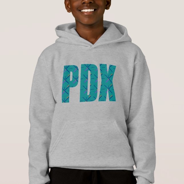 Camisas sudaderas de texto del aeropuerto PDX Port (Anverso)