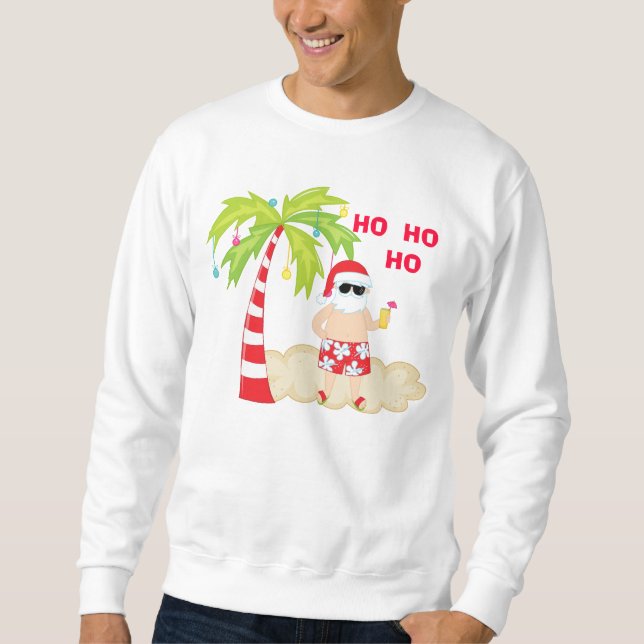 Camisas sudaderas del HO HO HO Tropical Santa Navi (Anverso)