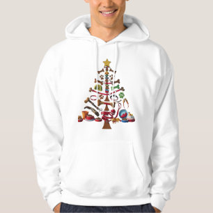 Camisas sudaderas encapuchadas en árbol de Navidad