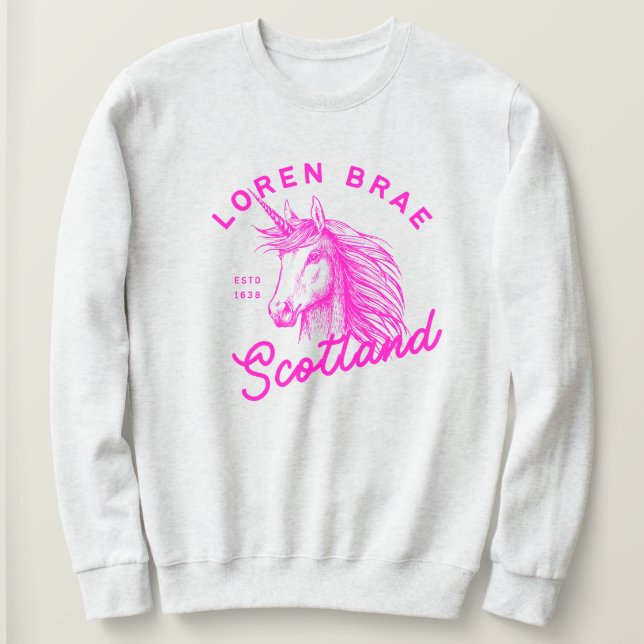 Camisas sudaderas Loren Bray de unicornio rosa cal (Anverso del diseño)