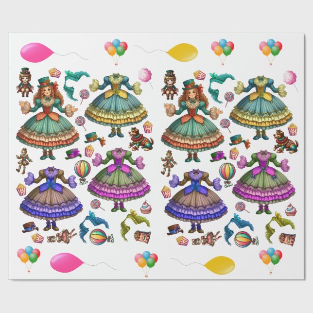 Camisas y muñecas de papel chica del Circo Victori (Superficie plana)