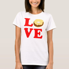 Camiseta ღ ♥・Amor Donut Moda de la tripulación de las mujer