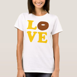 Camiseta ღ ♥・Amor Donut Moda de la tripulación de las mujer
