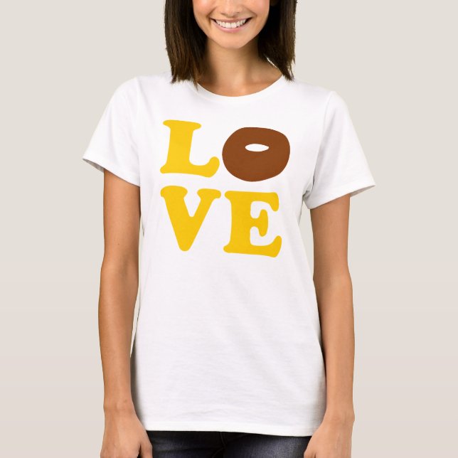Camiseta ღ ♥・Amor Donut Moda de la tripulación de las mujer (Anverso)