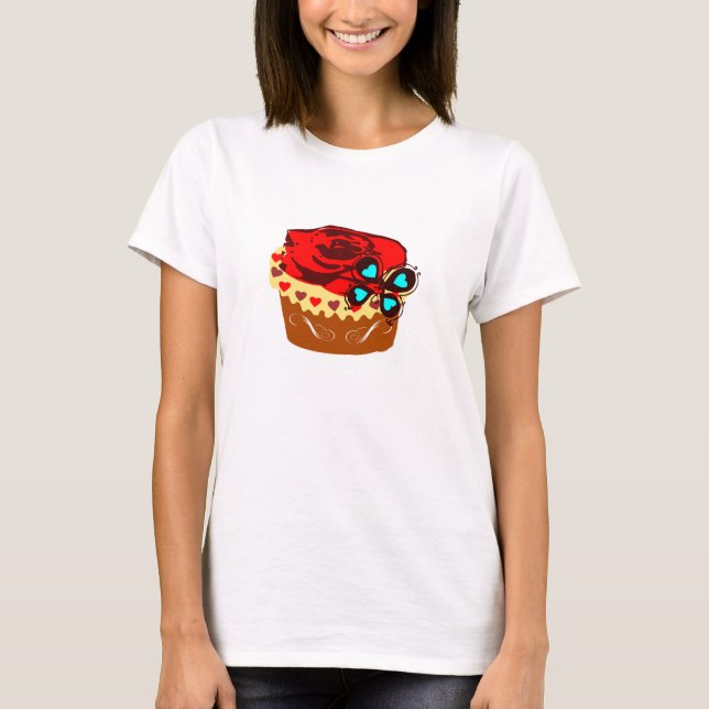 Camiseta °ღ★Magdalena-Roja Choco-Cupcake Muñeca Bebé Ajusta (Anverso)
