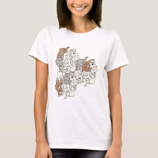 CAMISETA ウサギ・タイルのテセレーション(WBGL_BW)