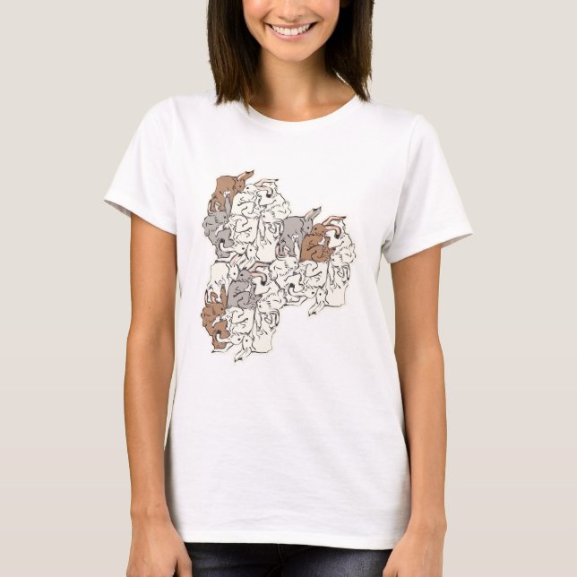 CAMISETA ウサギ・タイルのテセレーション（WBGL_BW） (Anverso)