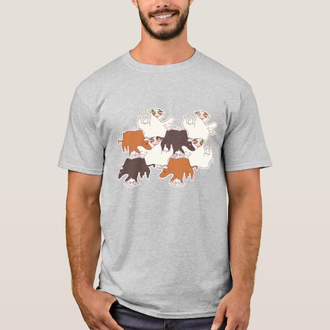 CAMISETA ウシとマガモ・タイルのテセレーション（BBL_BW) (Anverso)