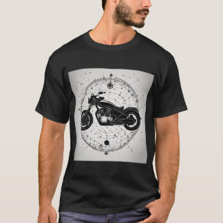 CAMISETA オートバイと星座の図オリジナルTシャツ