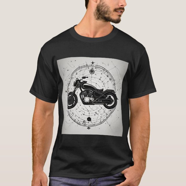 CAMISETA オートバイと星座の図オリジナルTシャツ (Anverso)