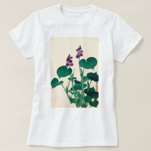Camiseta ギ ボ ウ・花, 古 邨 Morado Hosta, Ohara Koson
