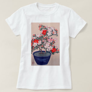 Camiseta ツツジの盆栽, azalea de los bonsais del 小原古邨, Ohara