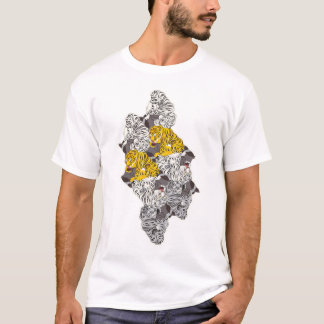 CAMISETA トラとコウモリ・タイルのテセレーション(YWGL_BW)
