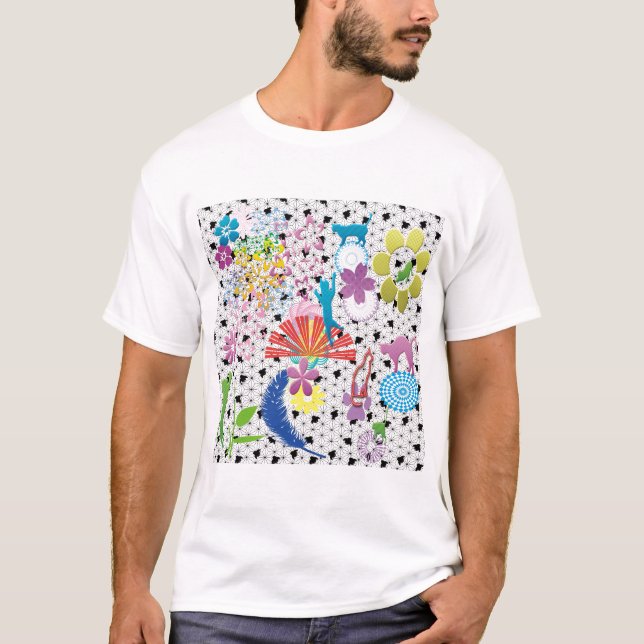 CAMISETA ネコと花 (Anverso)
