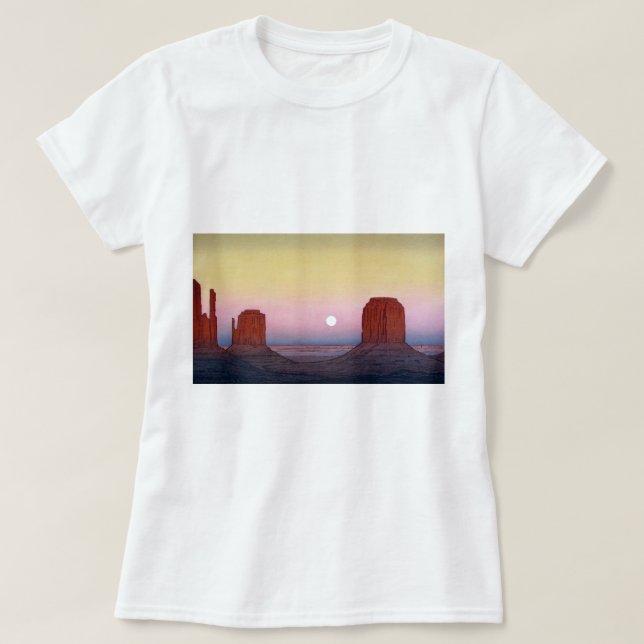 Camiseta モ・ュ・・・レ メ Valle del Monumento, Yoshida, Woodcut (Diseño del anverso)