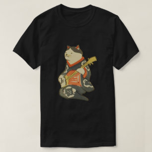 Camiseta 三味線を弾く猫, gato del 国芳 que toca la guitarra,