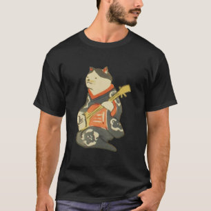 Camiseta 三味線を弾く猫, gato del 国芳 que toca la guitarra,