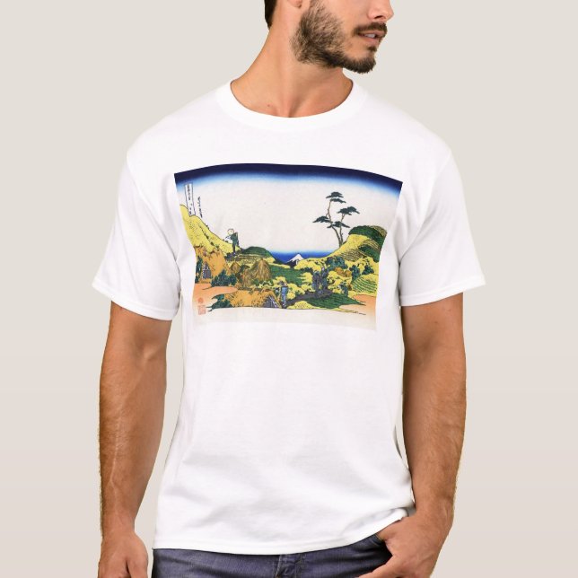 Camiseta 下 目 黒, 北 斎 Ver Mt.Fuji de Shimomeguro, Hokusai (Anverso)