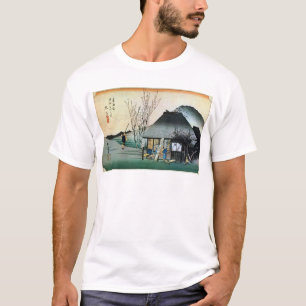 Camiseta 丸 子 宿, 広 Maruko-juku, Hiroshige, Ukiyo-e