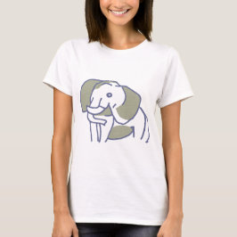 CAMISETA 優しい青色の象デザイン