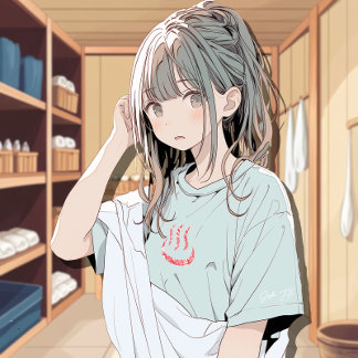 Camiseta 和柄銭湯マークTシャツ|Nihon SENTO T-Shirt 寿司娘 GenerativeAI