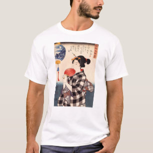 Camiseta 団 扇 を 持 女, 国 Mujer con un ventilador redondo, Kuni