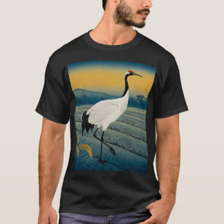 Camiseta 「墨鶴」Japanese style ink painting T-shirt
