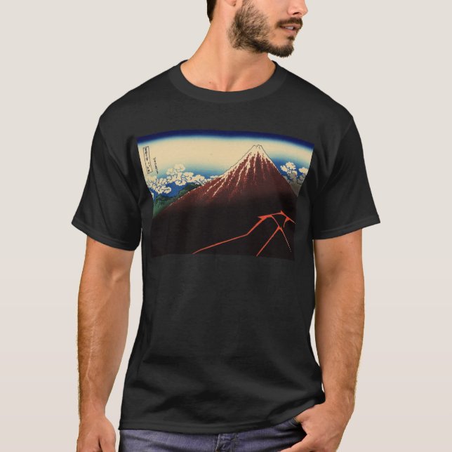 Camiseta 山下白雨, trueno y el monte Fuji, Hokusai, Ukiyo-e del (Anverso)