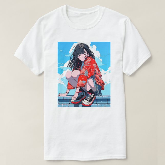Camiseta 座るJK Tシャツ｜寿司娘 GenerativeAI (Diseño del anverso)