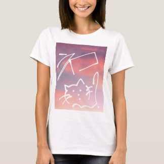Camiseta 日本語Tシャツ ネコTシャツ Japanese Cat & Fancy Sky T-shirt
