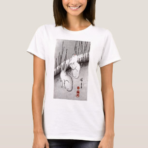 Camiseta 月に兎, luna y conejos, Hiroshige, Ukiyo-e del 広重
