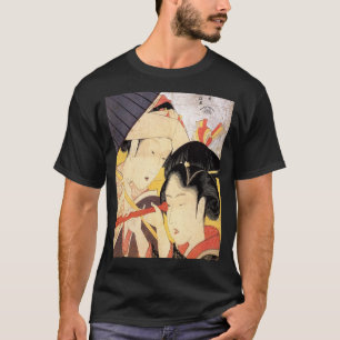 Camiseta 望遠鏡を覗く女, chica del 北斎 con el telescopio, Hokusai,