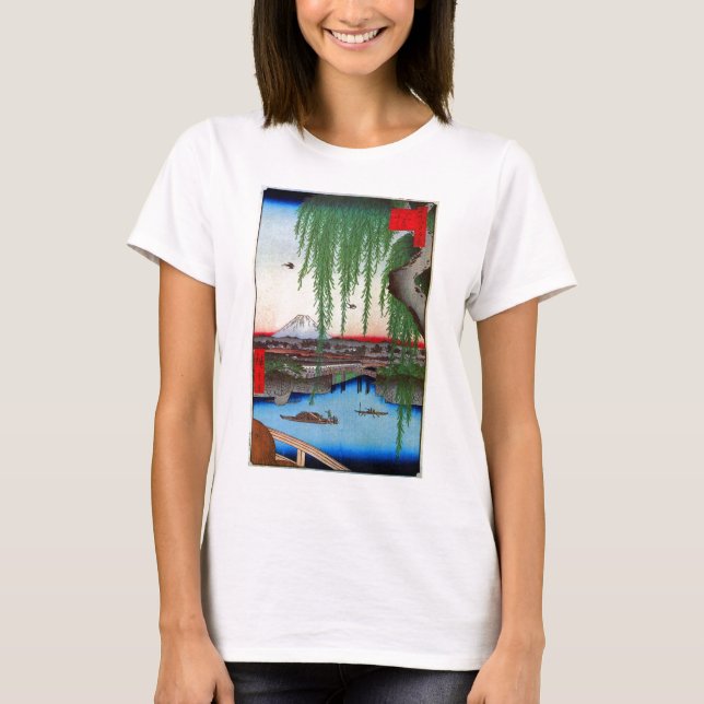 Camiseta 柳 と 富 士, 広 重 Willow y el Monte Fuji, Hiroshige, Uk (Anverso)