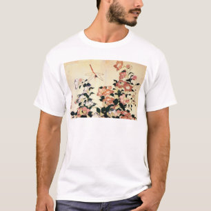 Camiseta 桔 梗, 北 斎 Bellflower y Dragonfly, Hokusai, Ukiyoe