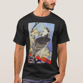 Camiseta 桜にハヤブサ, halcón y flores de cerezo, Hokusai,