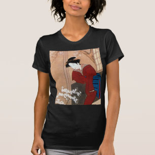 Camiseta 桜の花と女, flores de cerezo y una mujer, Shunsho del
